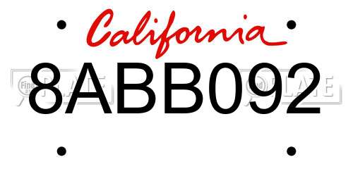 8ABB092 California License Plate