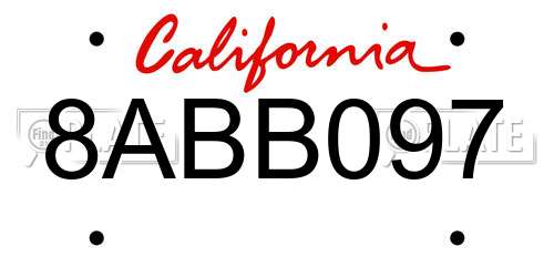 8ABB097 California License Plate
