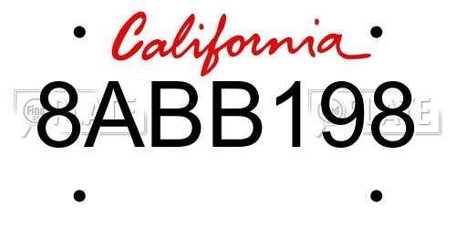 8ABB198 California License Plate