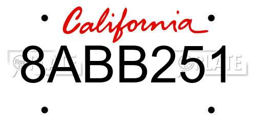 8ABB251 California License Plate