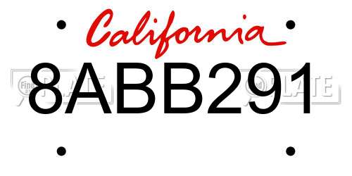 8ABB291 California License Plate