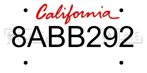 8ABB292 California License Plate