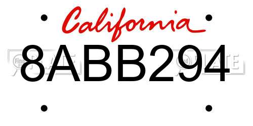 8ABB294 California License Plate