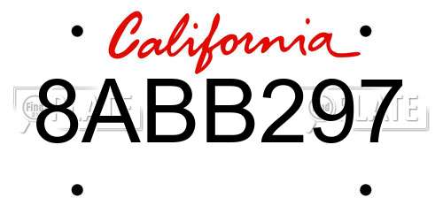 8ABB297 California License Plate