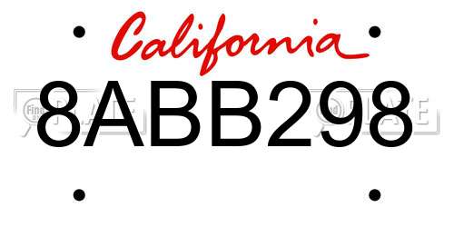 8ABB298 California License Plate