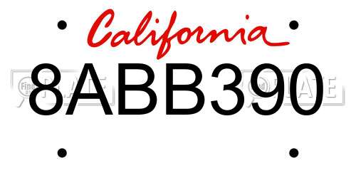 8ABB390 California License Plate