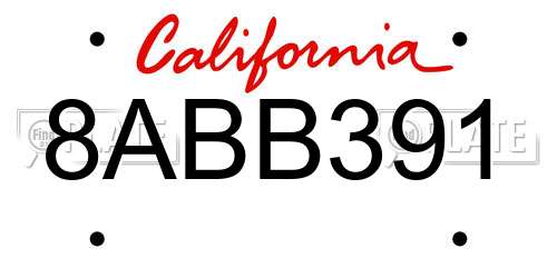 8ABB391 California License Plate