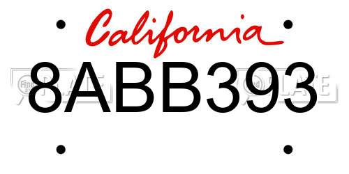 8ABB393 California License Plate