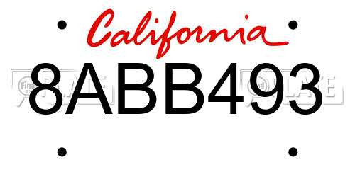 8ABB493 California License Plate