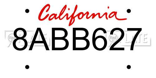 8ABB627 California License Plate