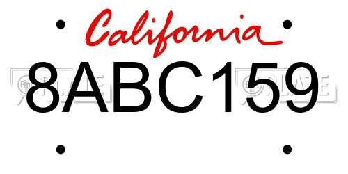 8ABC159 California License Plate