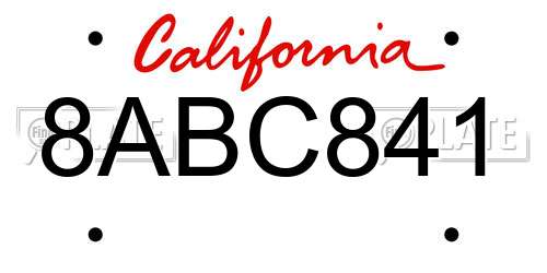 8ABC841 California License Plate