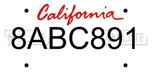 8ABC891 California License Plate