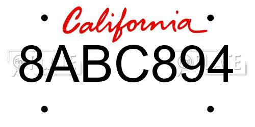 8ABC894 California License Plate