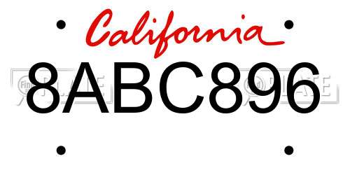 8ABC896 California License Plate