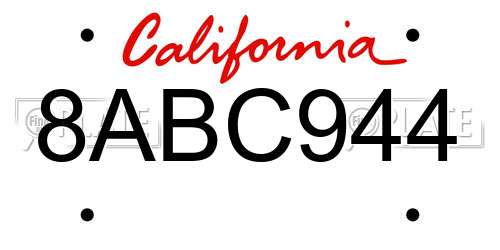 8ABC944 California License Plate