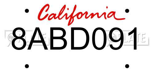 8ABD091 California License Plate