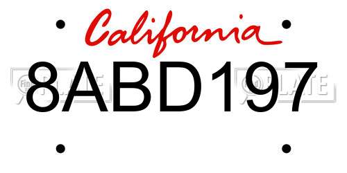 8ABD197 California License Plate