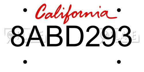 8ABD293 California License Plate