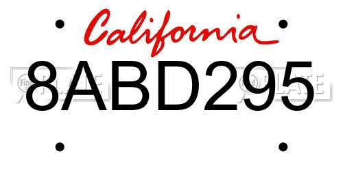 8ABD295 California License Plate