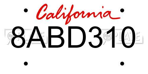 8ABD310 California License Plate