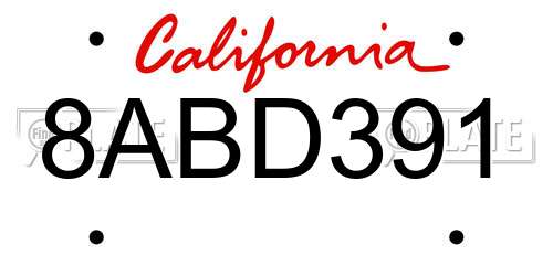 8ABD391 California License Plate