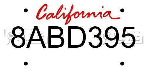 8ABD395 California License Plate