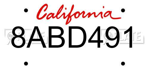 8ABD491 California License Plate