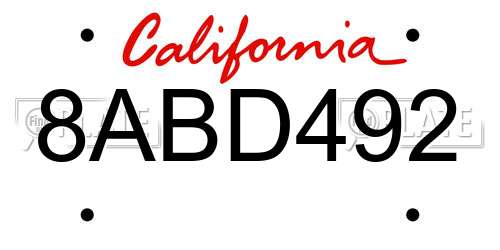 8ABD492 California License Plate