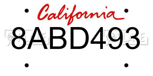 8ABD493 California License Plate