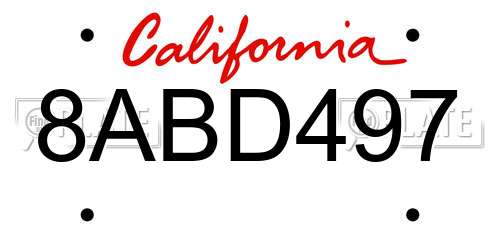 8ABD497 California License Plate