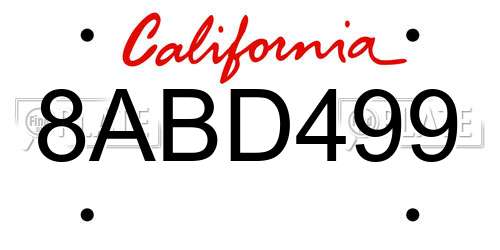 8ABD499 California License Plate