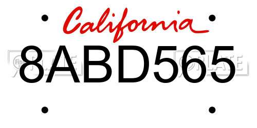 8ABD565 California License Plate