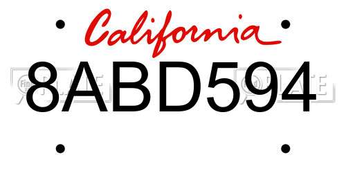 8ABD594 California License Plate