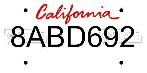 8ABD692 California License Plate
