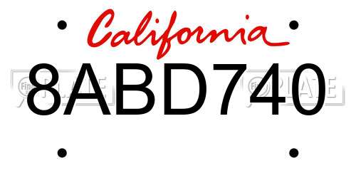 8ABD740 California License Plate