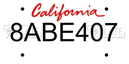 8ABE407 California License Plate