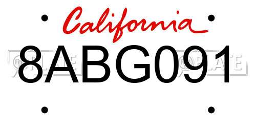 8ABG091 California License Plate