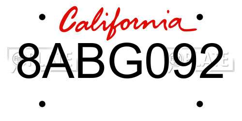 8ABG092 California License Plate