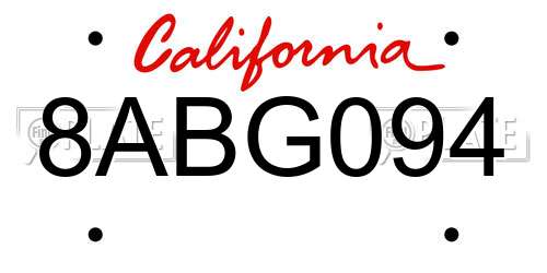 8ABG094 California License Plate