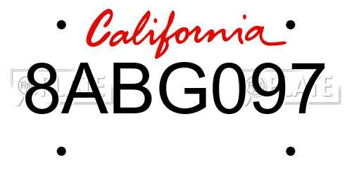 8ABG097 California License Plate