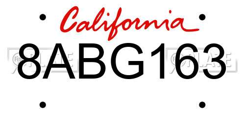 8ABG163 California License Plate