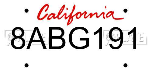 8ABG191 California License Plate