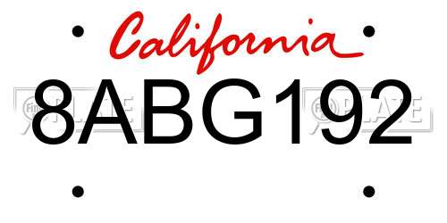 8ABG192 California License Plate