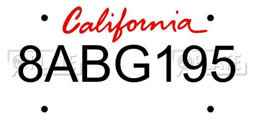 8ABG195 California License Plate