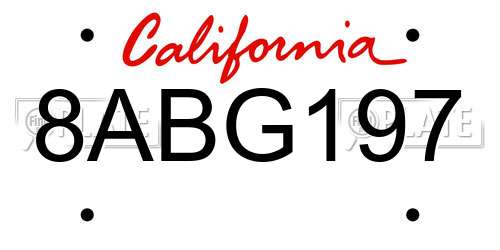 8ABG197 California License Plate