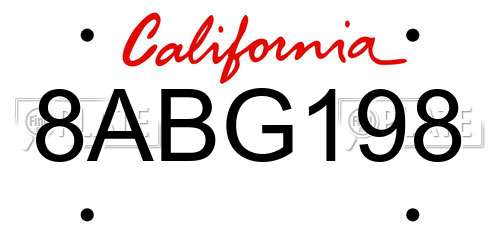 8ABG198 California License Plate