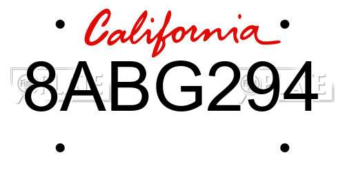 8ABG294 California License Plate