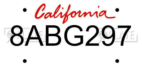 8ABG297 California License Plate