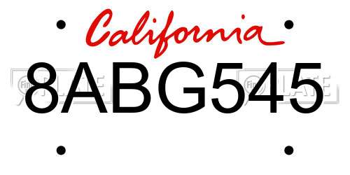 8ABG545 California License Plate